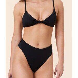 NWT Andie Swim 90s High Waisted Swimsuit Bikini Bottoms Black Sz Small AB405